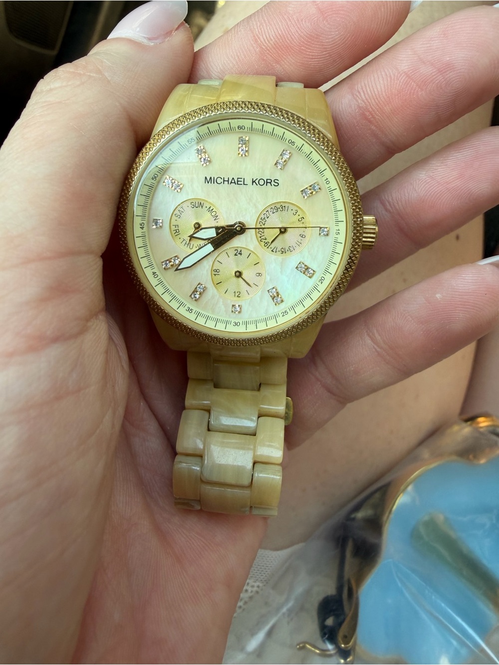 Michael Kors Men’s Gold and Cream Resin Chronograph Watch